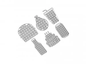 Food Pop It Fidget Toys Set 3D Model