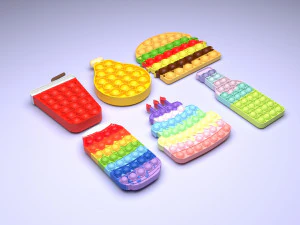Food Pop It Fidget Toys Set 3D Model