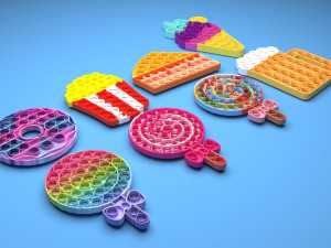 Food Pop It Fidget Toys Set Model 3D