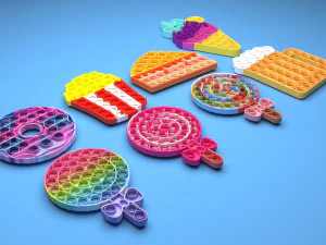 Food Pop It Fidget Toys Set 3D Model