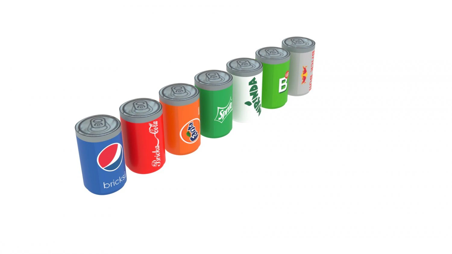 Lego Soda Cans Set 3D Model .c4d .max .obj .3ds .fbx .stl .blend