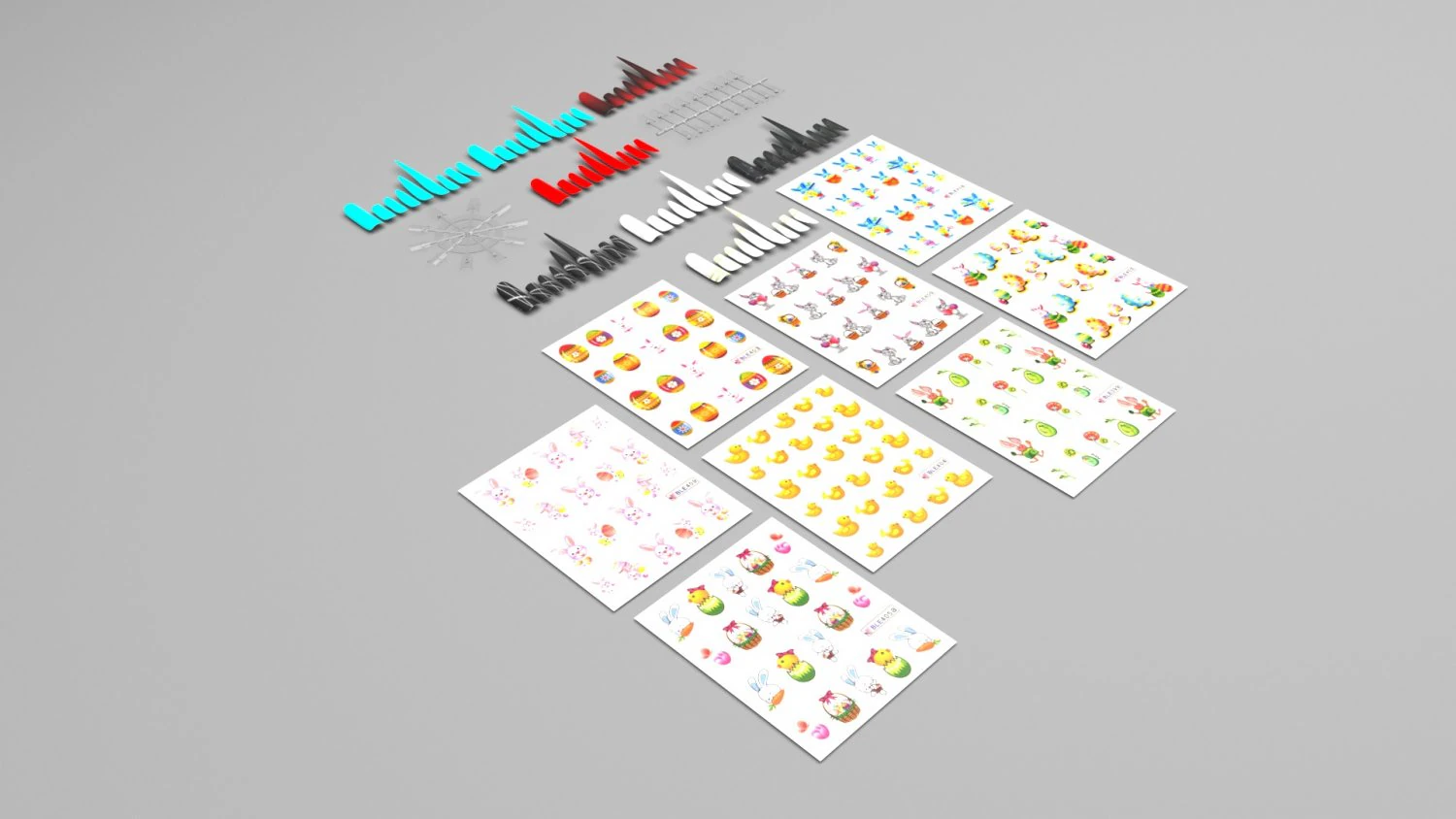 Штучні нігті з комплектом Epuipment 3D Модель .c4d .max .obj .3ds .fbx .stl .blend