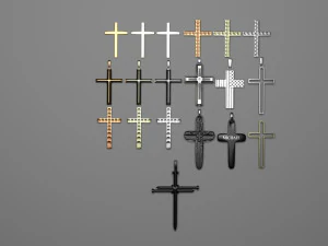 3d Print Ready Cross Pendants Set 3D Model