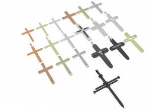 3d Print Ready Cross Pendants Set 3D मॉडल