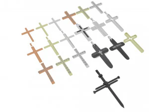 3d Print Ready Cross Pendants Set 3D Model