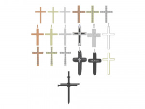 3d Print Ready Cross Pendants Set 3D मॉडल