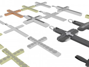 3d Print Ready Cross Pendants Set 3D मॉडल
