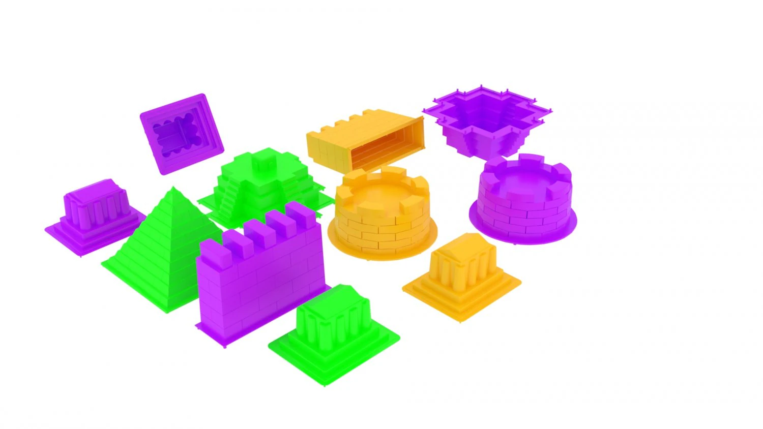 Kinetic Sand Molds Set 3D Model .c4d .max .obj .3ds .fbx .stl .blend 