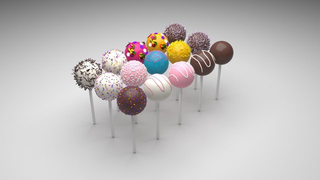 Cake Pops Set 3D Модель .c4d .max .obj .3ds .fbx .stl .blend 