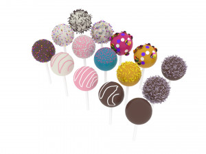 Cake Pops Set 3D Модель