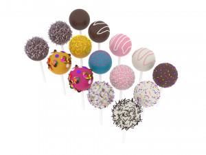 Cake Pops Set 3D Модель