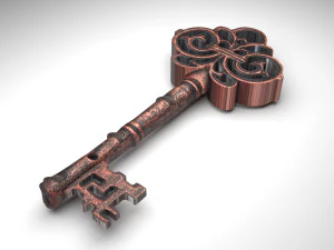 Bronze Vintage Key 3D Model