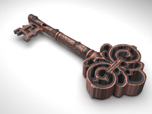 Bronze Vintage Key 3D Model