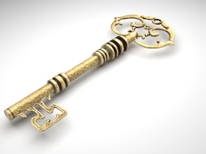 Gold Vintage Key 3Dモデル