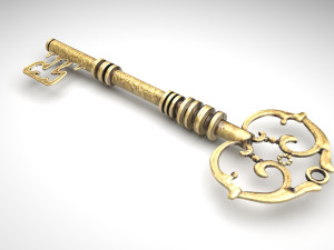 Gold Vintage Key 3D Model