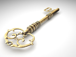 Gold Vintage Key 3D Model