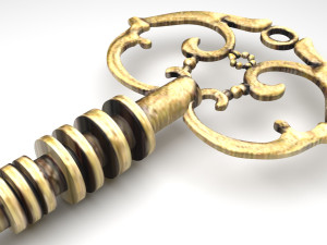 Gold Vintage Key 3D Model