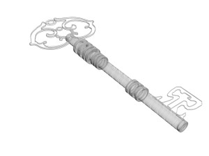 Gold Vintage Key 3D Model