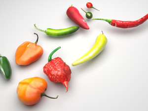 Chili Peppers Set 3D Model