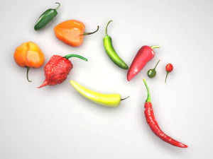 Chili Peppers Set 3D Model