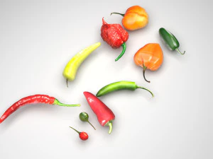 Chili Peppers Set 3D Model