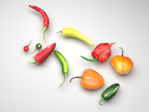 Chili Peppers Set 3D-Modell