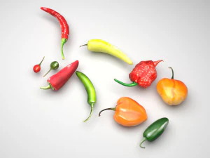 Chili Peppers Set 3D Model