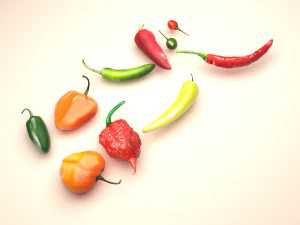 Chili Peppers Set 3D Model