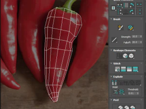 Chili Peppers Set 3D Model