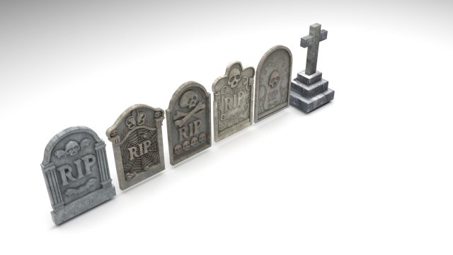 Gravestones Set Model 3D .c4d .max .obj .3ds .fbx .stl .blend 