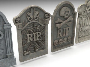 묘비 세트 3D 모델