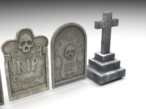묘비 세트 3D 모델