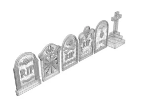 묘비 세트 3D 모델