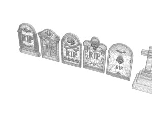 Gravestones Set Model 3D