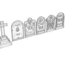 묘비 세트 3D 모델