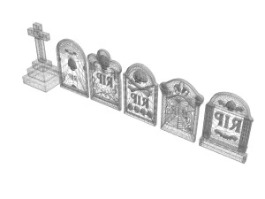 묘비 세트 3D 모델