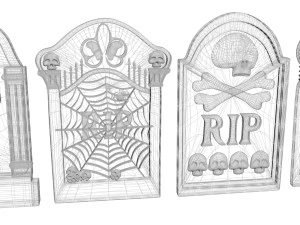 묘비 세트 3D 모델