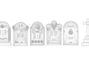 묘비 세트 3D 모델