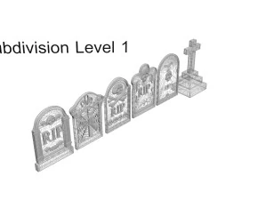 묘비 세트 3D 모델