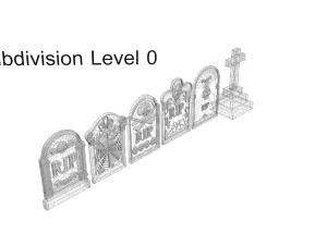 묘비 세트 3D 모델