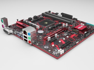 Asus AMD AM4 Prime EX-A320M Motherboard 3D Model