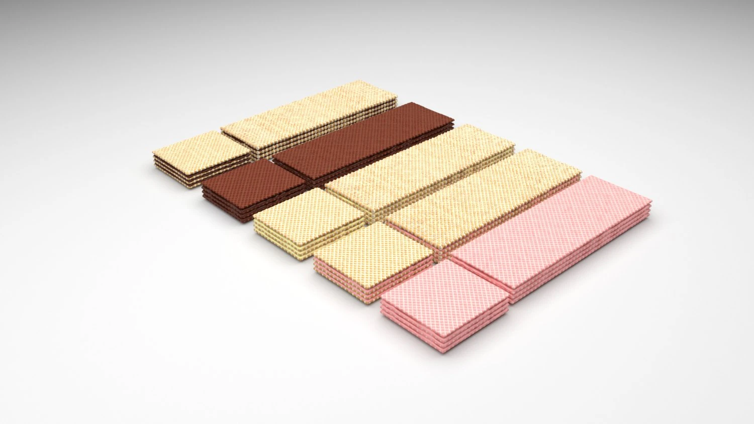 Wafer Biscuit Set 3D Model .c4d .max .obj .3ds .fbx .stl .blend 
