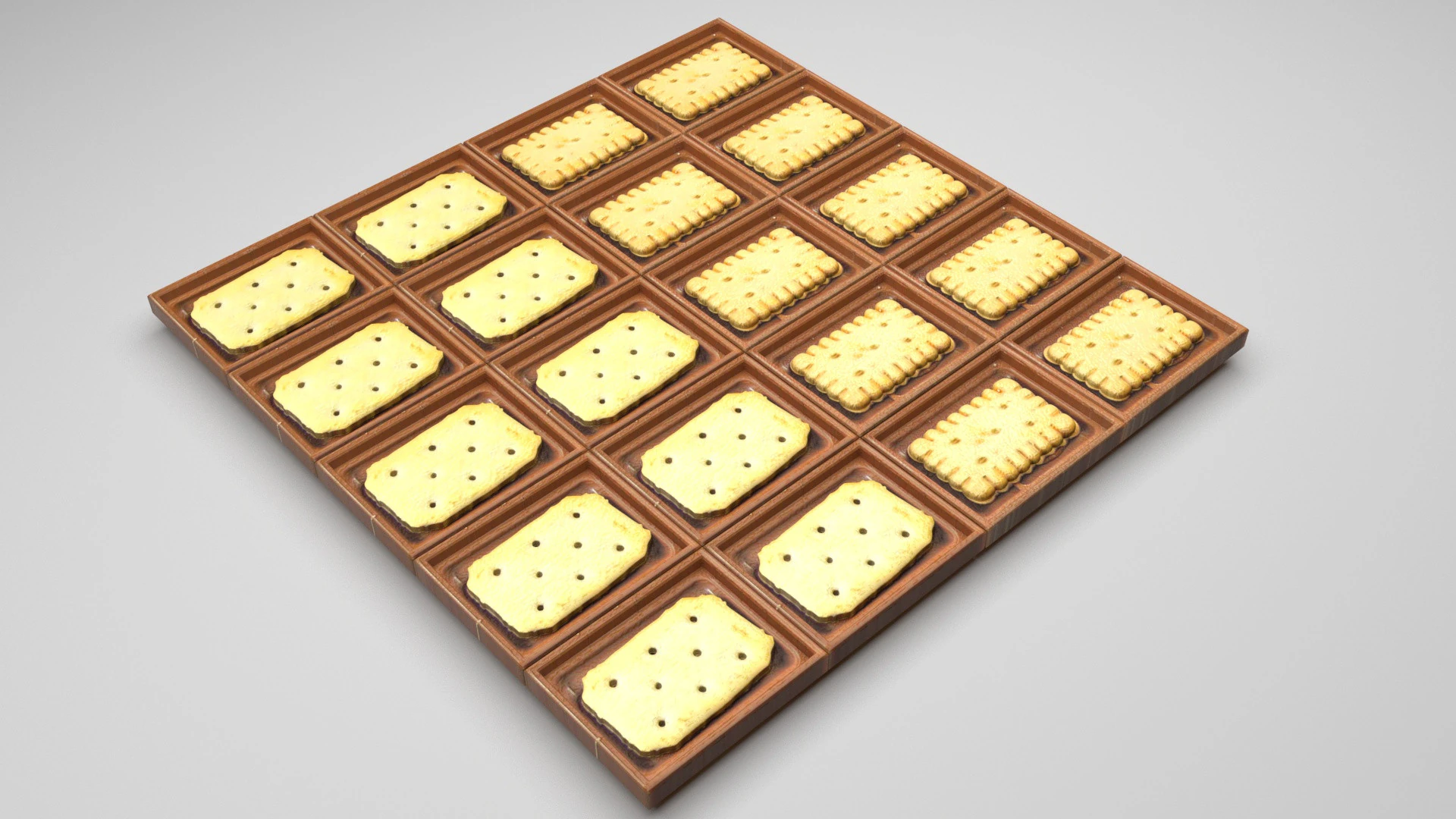 Chocolate Pieces With Mini Crackers 3D Model .c4d .max .obj .3ds .fbx .stl .blend 