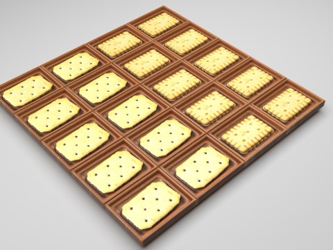 Chocolate Pieces With Mini Crackers Model 3D