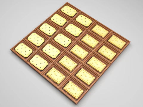 Chocolate Pieces With Mini Crackers 3D Model