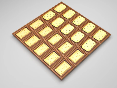 Chocolate Pieces With Mini Crackers 3D Model