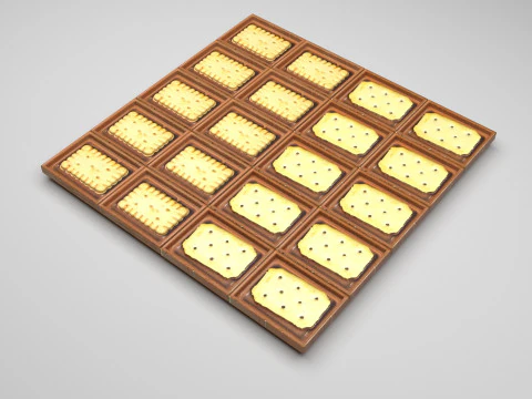 Chocolate Pieces With Mini Crackers 3D Model