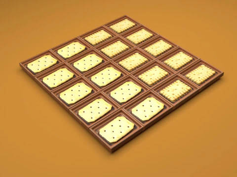 Chocolate Pieces With Mini Crackers 3D Model