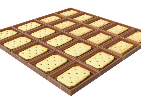 Chocolate Pieces With Mini Crackers 3D Model