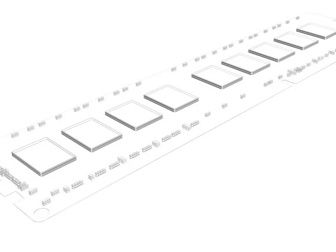 DDR4 SDRAM 메모리 모듈 3D 모델